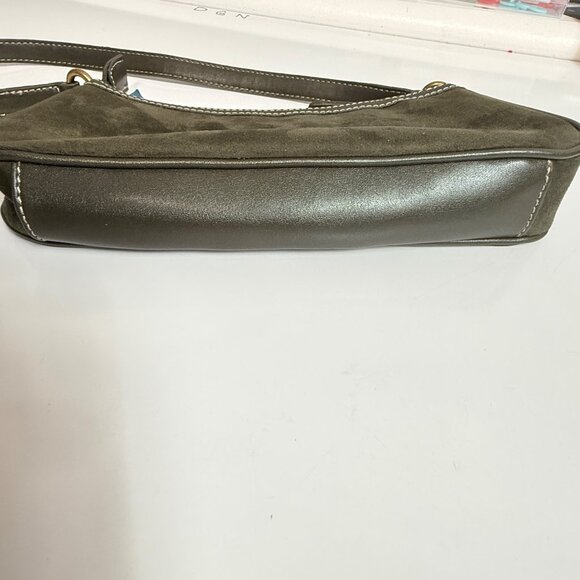 Nine West Y2K Mini Shoulder Bag Green Suede Leather Accent NWT - Picture 8 of 13